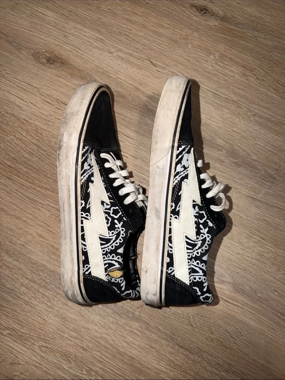 Revenge X Storm Black & White Bandanna Style Low-Top Sneakers
